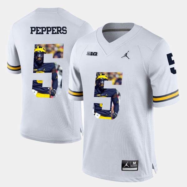University of Michigan #5 Mens Jabrill Peppers Jersey White Official Player Pictorial